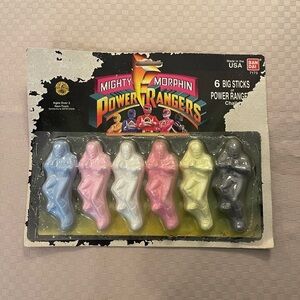 Ban Dai Mighty Morphin Power Rangers 6 Big Sticks Of Sidewalk Chalk 1995 USA